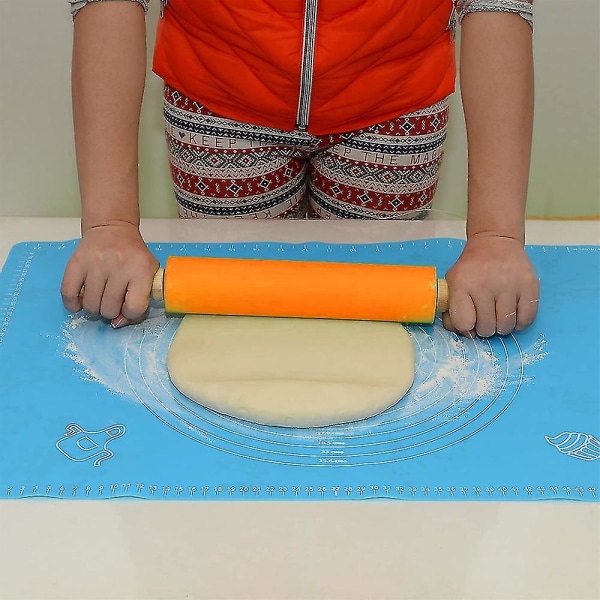 Oranssi silikoninen taikinamatto leivinmatto 40 30cm kaulitulla taikinarullalla, kaulittava matto tarttumaton pinnoite, leivinmatto työmatto Lämmönkestävä Bpa Fre