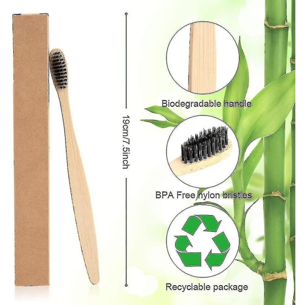 Vuxna bambu tandborstar 10-pack mjuka borstar trätandborste