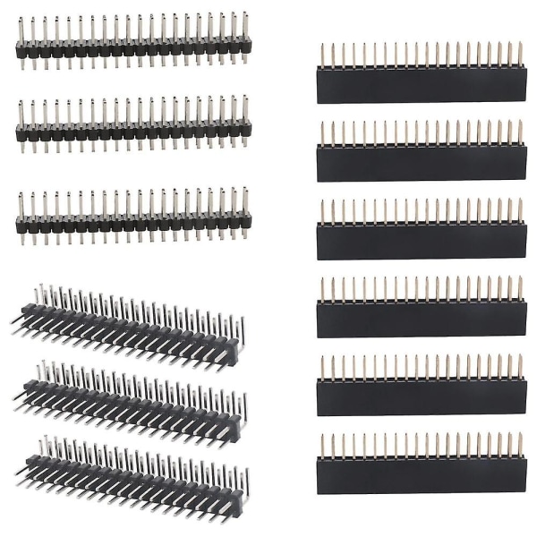 12 st 40-stifts GPIO-huvudsats 20x2 stift höger vinkel GPIO-huvuduttag för Raspberry Pi Zero/4b/3b+/