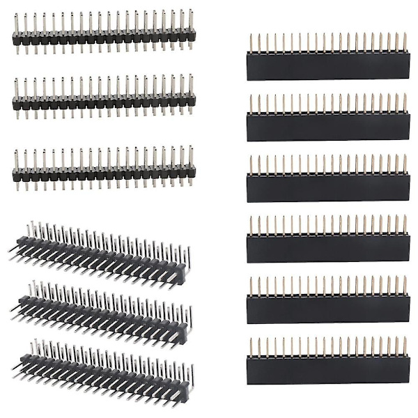 12 stk. 40-bens GPIO-header-kit 20x2-bens retvinklet GPIO-header-stik til Raspberry Pi Zero/4b/3b+/
