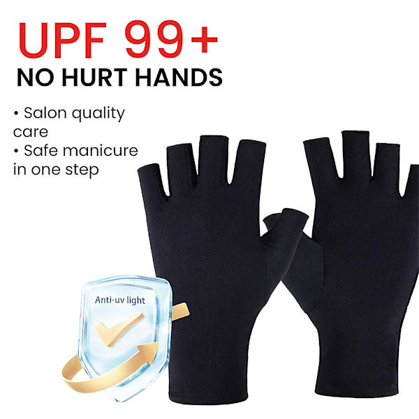 2 Par Anti-UV-Handskar UV-Skyddande Handskar Fingerlösa Manikyr Nagelkonstverktyg LED