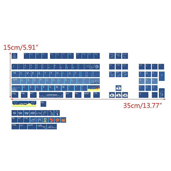 Full 128 Keys Keycaps, Xda Profile Pbt Keycap, Blue Swim Style Keys Caps