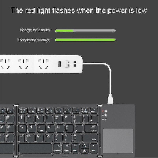 Hvidt tredobbelt trådløst Bluetooth-tastatur med touchpad Tablet-computer Eksternt bærbart universaltastatur med tre system