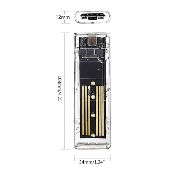 Kevyt M.2 Pcie Ssd -kotelo - Usb 3.2 Typec -kaksoisprotokollan kiintolevy -kotelo