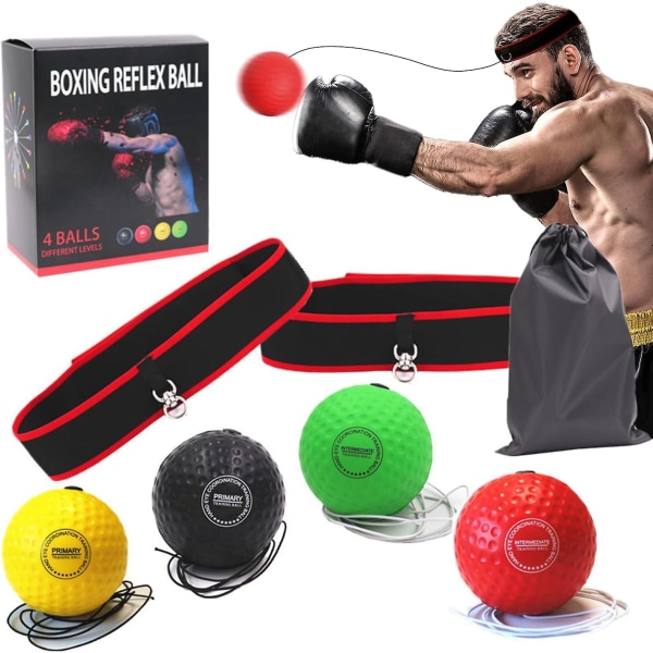 Boxing Reflex Ball Headband Set For Kids Adults, Boxing Ball With 2 Adjustable Headbands, Boxing Equipment, Fight Skill And Hand Eye Coordination Trai