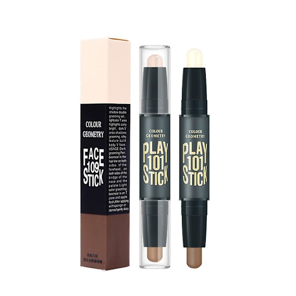 Dubbelsidig Highlighter & Kontur Stick - Dubbelanvändning för Näsans Skugga & Reparation av Highlighterpulver