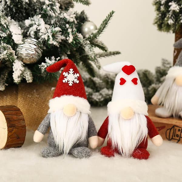 Valentinsdag Gnome Julepynt Sæt Af 3 Håndlavede Plys Svenske Tomte