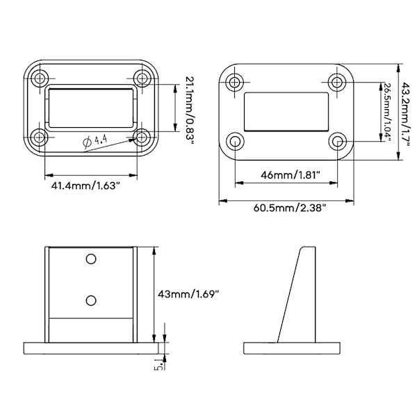 2 stk. Flush Mount Brakett for Anderson Socket 50a Panel Cover Plug Connector