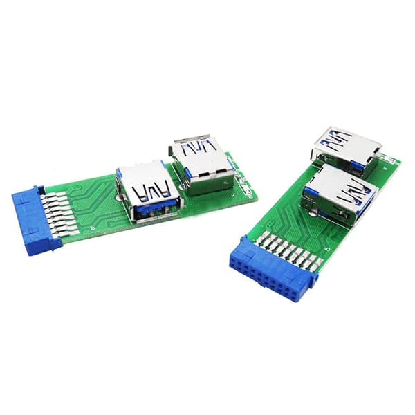 Dobbelt USB 3.0 A-hun til bundkort 20-bens bokshovedstikadapter Pcba