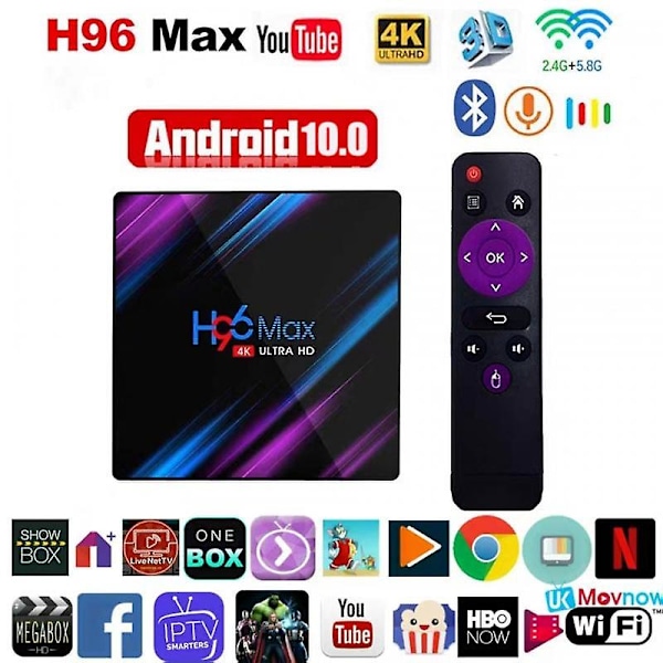 2022 H96 Max Rk3318 Smart TV-boks Android 9 10.0 4K Youtube Media Player H96max Tvbox Android