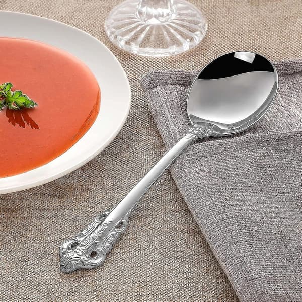Vacker rund soppsked, set om 4, 18/10 rostfritt stål, Silver Visions buljongsked
