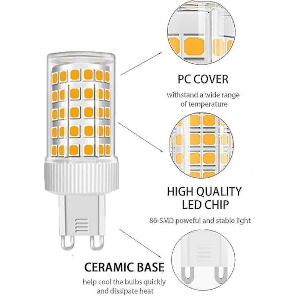 3-pak G9 LED-pærer 10W Halogenpære 150W, 86 LEDer, 1000lm, 360 graders strålevinkel, Super Lys, AC220-240V