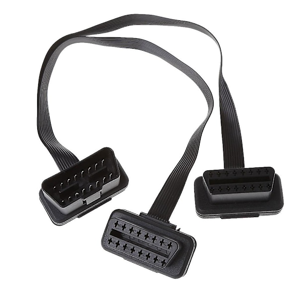 16 Pin Obd2 Hann til Dobbel Hunn Splitter Flat Tynn Y-kontakt Forlengelseskabel