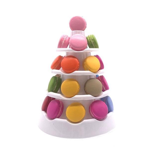 Stor kapacitet Macaron Tower 5 Tier Dessert Cupcake Stativ Plast Cookie Bricka