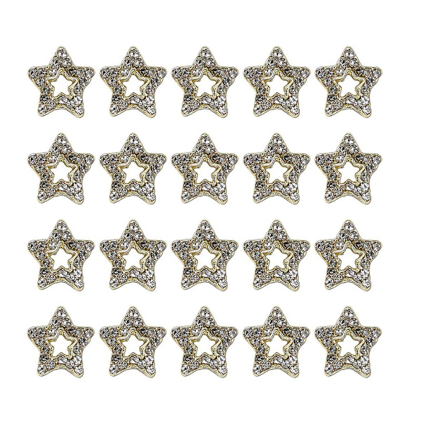 20 stk. 3D-stjerneformede negledekorationer i krystal - Neglekunstpynt C