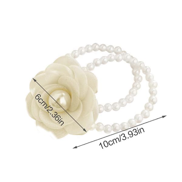 Blomst Hestehaleholder Elastisk Perle Armbånd Blomst Hårstrikker For Kvinner Blomst Hårstrikk Armbånd Perle Hårstrikk Rosa Pink