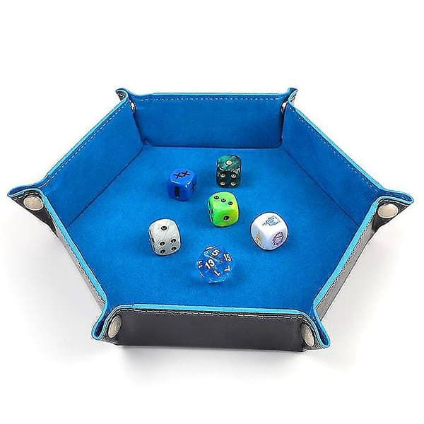 6x Hexagon Terningbakker Terningrulleskuffe Bord Hjem Stue Læderbakke