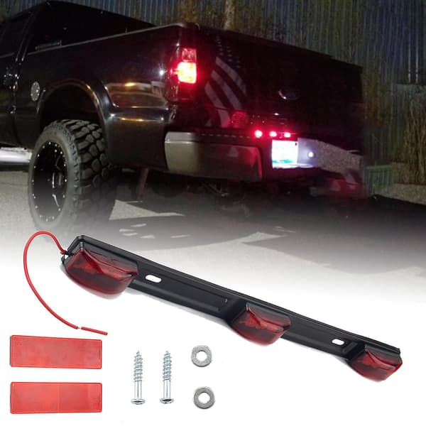Ryddelys Bright Red 9 LED ID-lysstang bakbremselampe med refleksbånd for lastebil