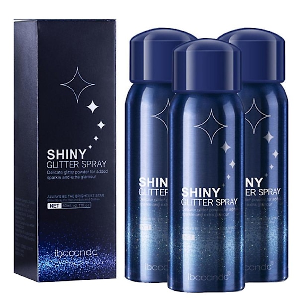3 stk Glitter Kroppsspray, Hårhøylys for Ansikt, for Nattklubb, 60ml