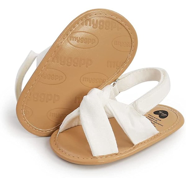 Baby Pigesommer Sandaler Med Blomster Blød Sål Nyfødt Toddler Første Walker Krybbe Kjole Sko 10 white 6-12 months infant