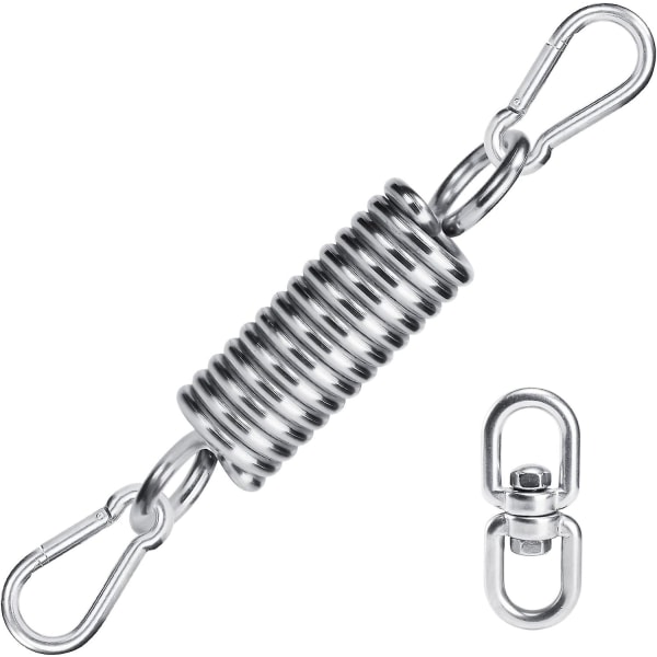 3-pack hängmattafjäderkrok och 1 ring 360° roterande, 304 rostfritt stål fjäder för hängstol, O