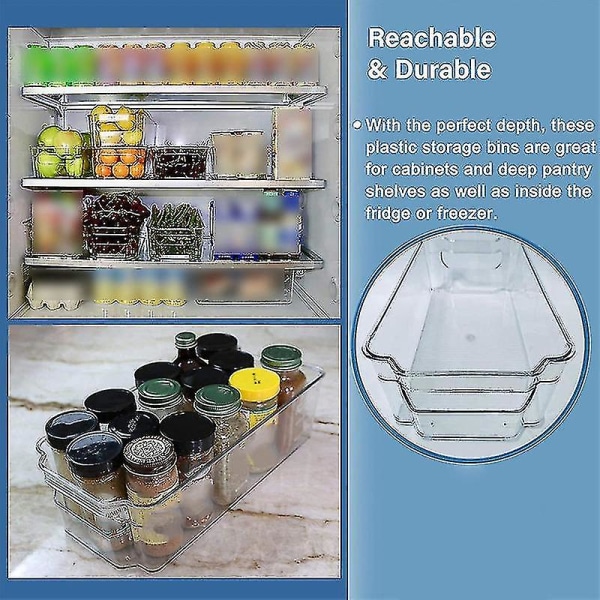 Pantry Køleskab Organizer til køkken og skabsopbevaring, stabelbare madbeholdere med stropper -3packed