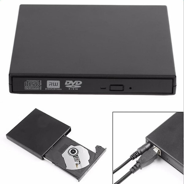 Extern Cd Dvd-enhet, Usb 2.0 Bärbar Dvd/cd-brännare Och Läsare/plug And Play/lågt Brus/smal För Laptop Desktop Mac Macbook Windows 10/8/7/xp