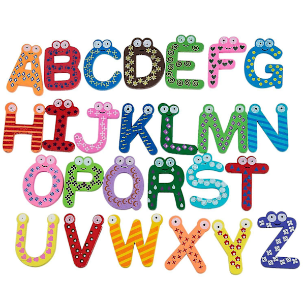 Funky Colorful Magnetic Letters A-z Wooden Kid Toys Education