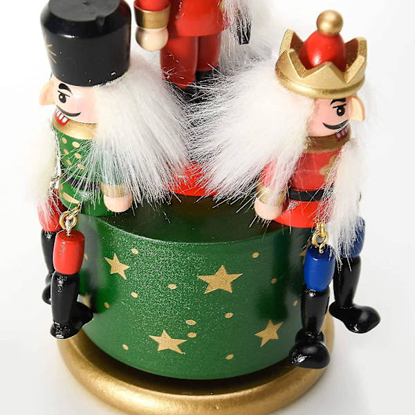 Soldat Træ Nøddeknækker, 4 Soldater, Musikboks, 21 Cm, Mekanisk Legetøj Til Julepynt, Børnefødselsdagsgave (blå)