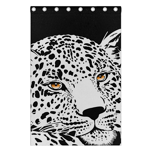 Svartvit leopard med guldfärgade ögon fönstergardin mörkläggningsgardiner mörkläggande rullgardin för sovrum vardagsrum, 2 paneler 130x210 cm