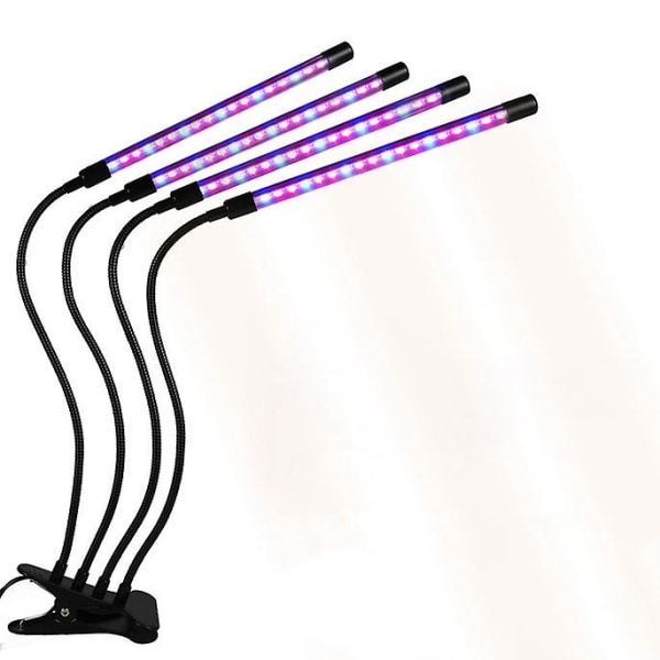 Fyrhuvuden LED Clip Plant Lamp E27 Fill Lamp Golv USB Plant Growth Lamp Desktop Flower Plate Bordslampa Fäste