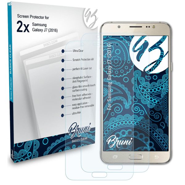 Bruni 2x beskyttelsesfolie kompatibel med Samsung Galaxy J7 (2016) Folie