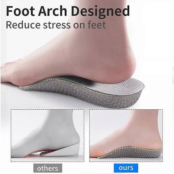 3 Par Høydeforhørende Innersåler Usynlige Unisex Kvinner Høydeforhøyende Innsatser Puteputer Løft Innersåle Hæl Hvelvstøtte Høyere Pute black 2.5cm