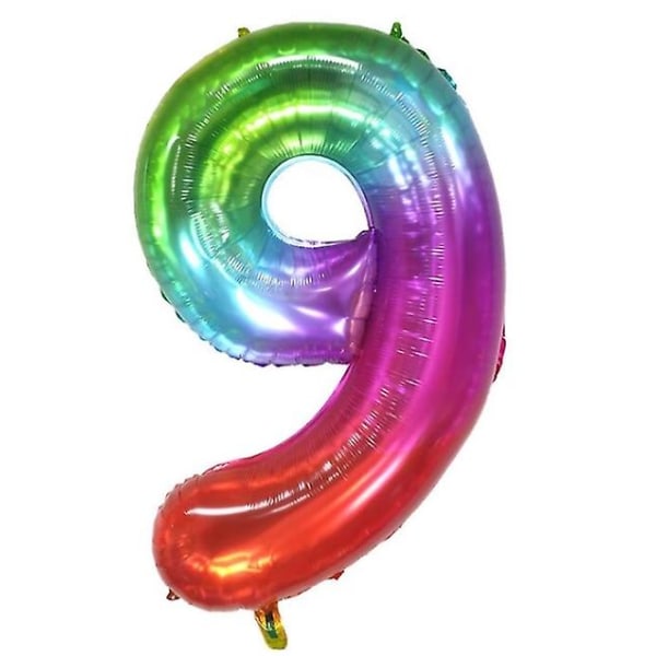 Fargerike 9. bursdagsballonger - stor nummer 9 ballong nummer 9 - dekorasjonsballo til gratulerer med dagen