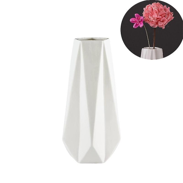 Rivet Modern Vinkelformad Stengodsvas, 36,5 cm Hög, Vit