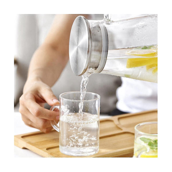 Glass Karaffel, Vannkaraffel Med Lokk, Varmebestandig Borosilikat Karaffel, Delt Varm Og Kald Kanne