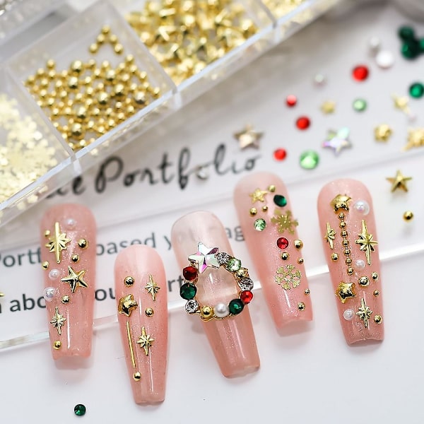 Nagelkonst Dekoration Kit, Jul Nagel Charms Shine Nagel Strass Kristaller