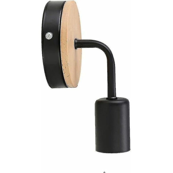 Nordisk Loft Moderne Samtidige E27 Led Væglampe Væg Spot Solid Træ & Smedejern Soveværelse Stue Sengelampe Trappe Væglampe (sort)