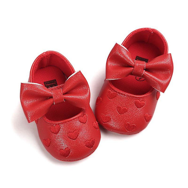 Baby Boy Girl Moccasins Shoes Soft Soled Non-slip Footwear Crib Shoes Cute Baby Shoes With Bow Newborn Pu Leather Love 13-18 months r