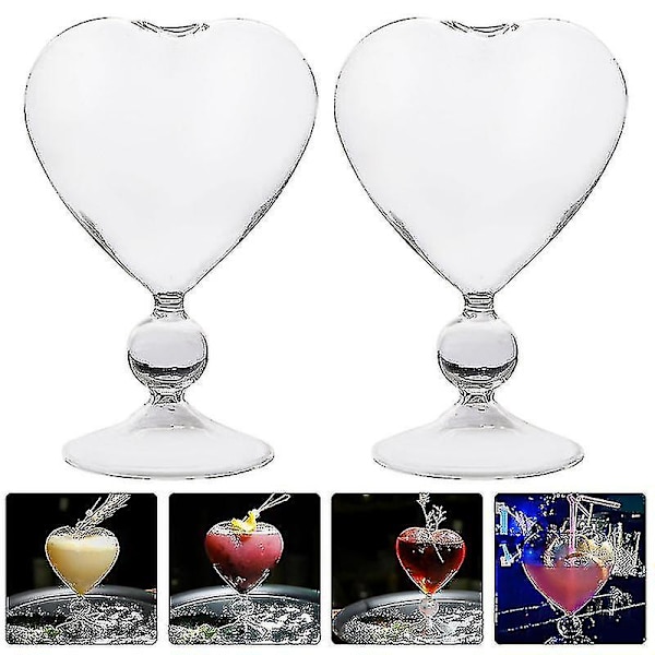 2 stk. Hjerteformede glaspokaler Bar glaspokaler Cocktailglas til fest