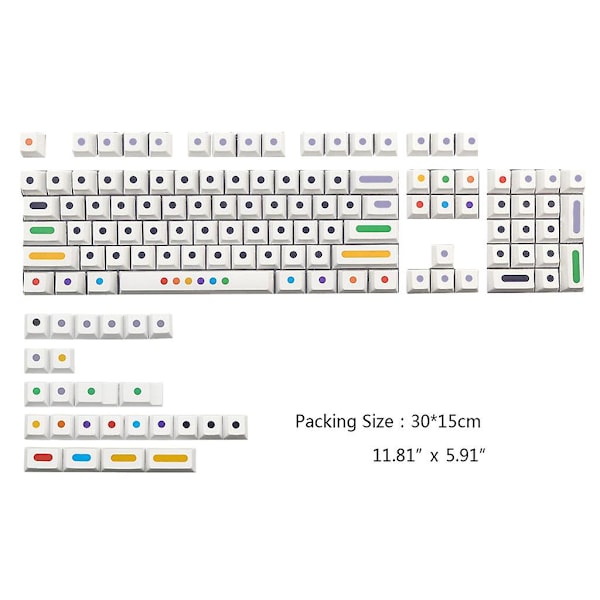 128 tangenter vit färg prickar färgning sublimering keps för mekaniskt tangentbord