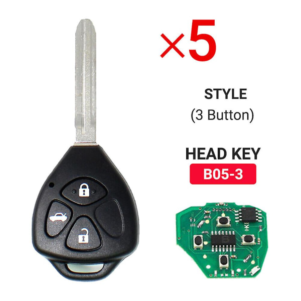 5 stk./sæt Keydiy B05-3 3-knaps B-serie Bil Fjernbetjening Nøgle til Kd900 Kd900+ Urg200 -x2 Mini For