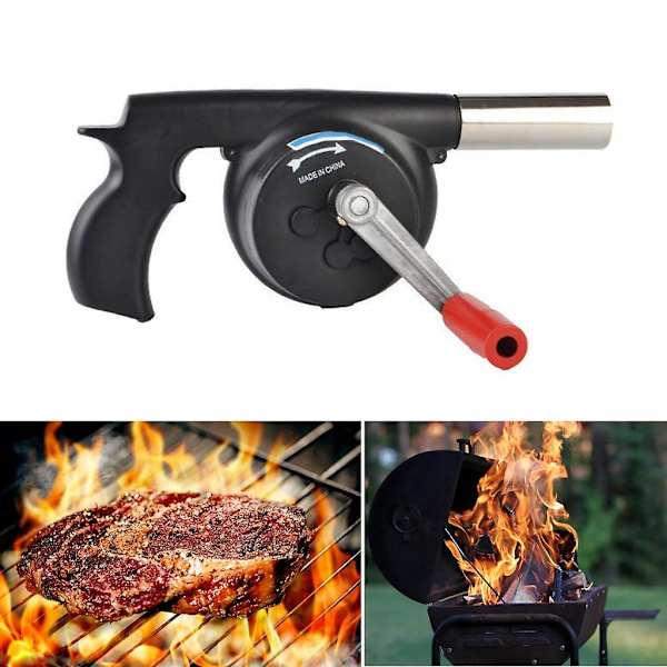Manuell luftblåsare handvev grillfläkt utomhus camping grillar tillbehör verktyg