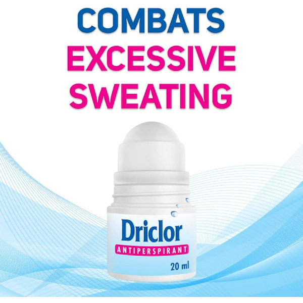 Driclor Antiperspirant Roll-on 20 ml Antiperspirant Deodorant | Kliinisen vahvuinen hyperhidrosishoito - Vähentää kainaloiden hikoilua