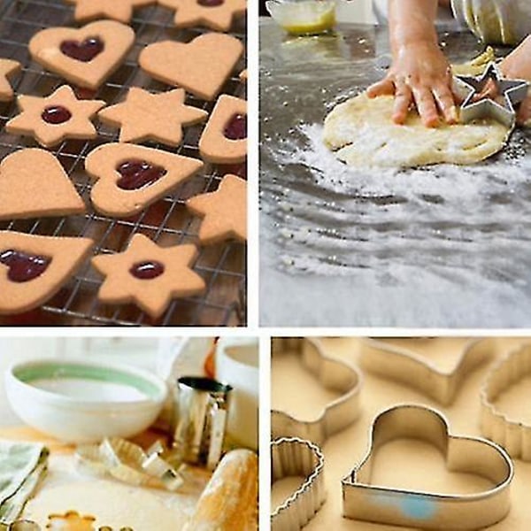 2 x 12 x Köksformar i rostfritt stål för kakor, cookies, stekta ägg, fondant, sockerhantverk