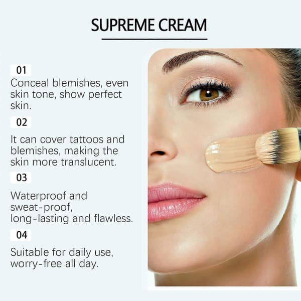 Supreme Creme All Over Complexion Perfector Langvarig Concealer Foundation - Vanntett, Egnet for Kropp og Ansikt 2pcs