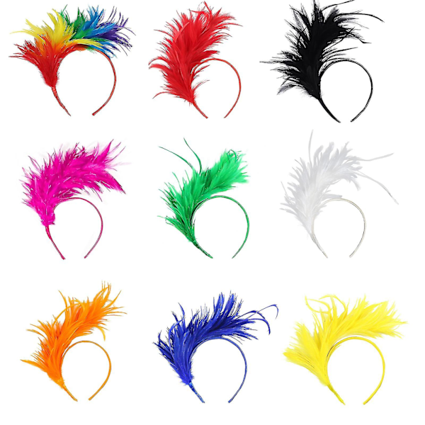 1920'ernes fjerhovedbånd farve brude fjer top hat hovedbånd bold hovedbeklædning colourful
