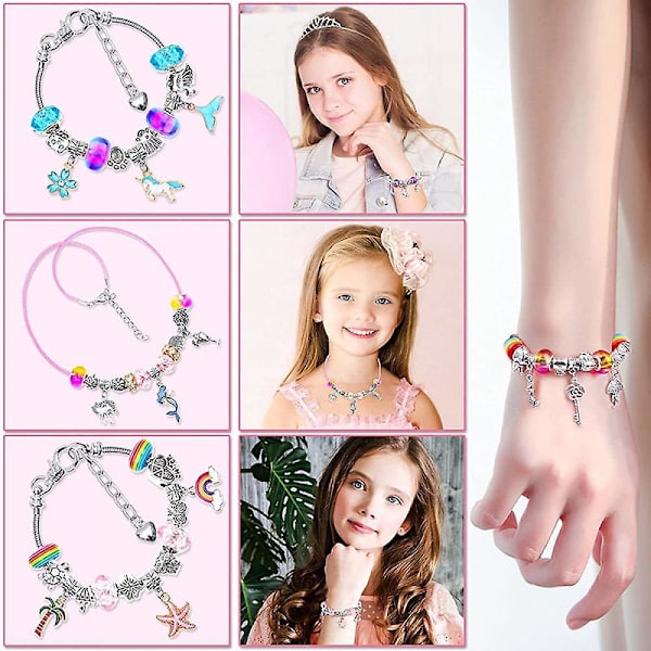 Charm Charm Armband 112 st DIY Körsbärsblommor Hjorthorn Armband Set för Jul, Semester, Födelsedag, Bröllop, Fest Jul