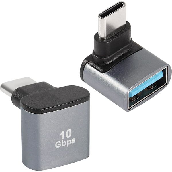 90 graders vinkel USB C till USB 3.1 adapter OTG 10 Gbps typ C hane till USB 3.1 hona rät vinkel par