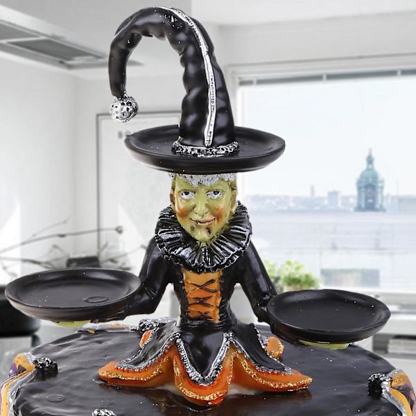Holdbar heksestatue i harpikshåndverk, kunstfantasiskulptur, hjem, hage, halloween